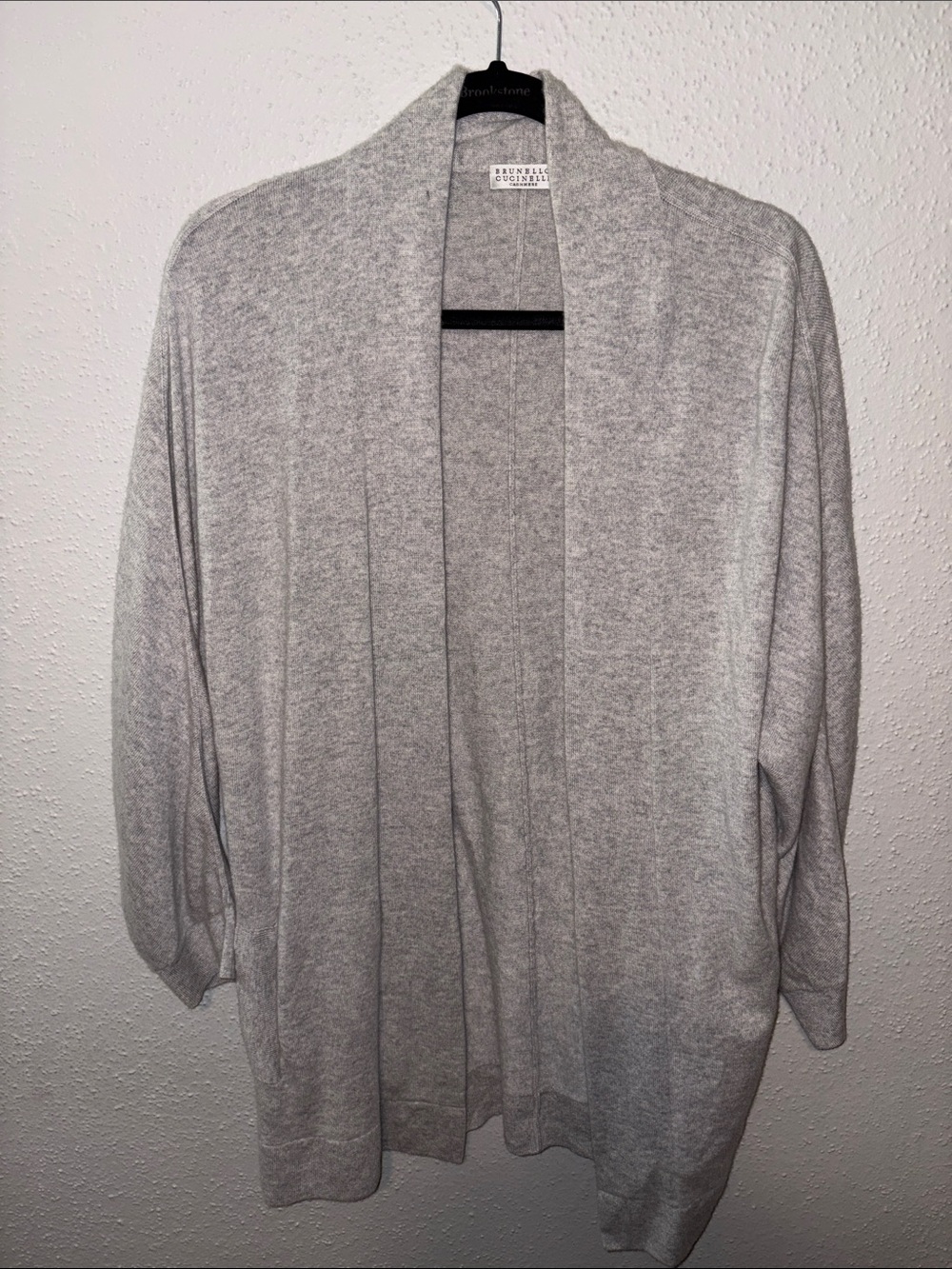 Brunello Cucinelli Light Gray Open-Front Cashmere Cardigan